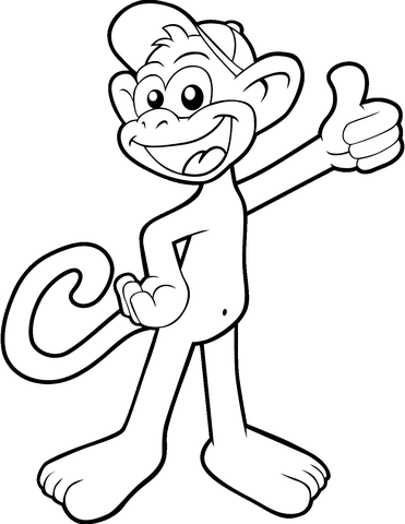 Cute Cartoon Monkey Coloring Page